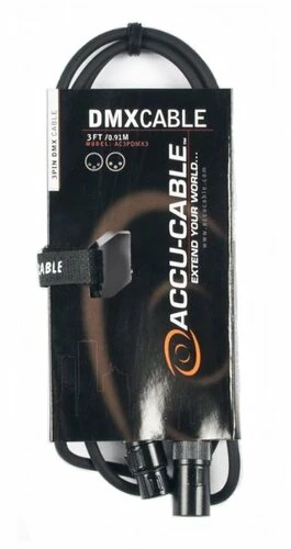 Accu-Cable AC3PDMX3 3 Ft 3-Pin Male To Female DMX Cable