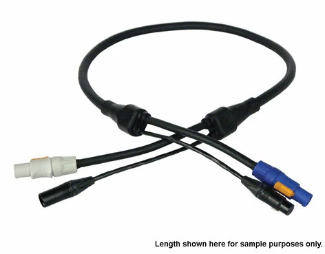 Lex PDE-025-FE-EM Powercon To Powercon W/ 5pin DMX Combo Cable, 25'