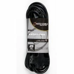 Accu-Cable EC163-3FER-25 25' 16AWG Power Extension Cord With Triple Tap Outlet