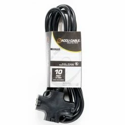 Accu-Cable EC163-3FER-10 10' 16AWG Power Extension Cord With Triple Tap Outlet