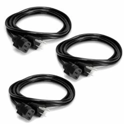 Hosa PWC148-THREE-K 8' AC Power Cable 2 Pack Bundle