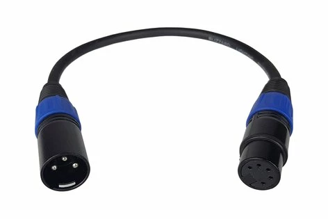 Blizzard DMX-5PIN-FEMALE-TURN 1' 3-pin DMX-M To 5-pin DMX-F Cable