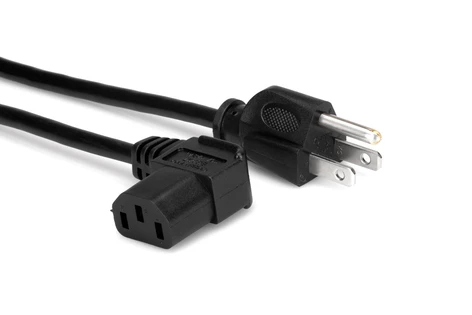 Hosa PWC148R 8' Right-Angle IEC C13 To NEMA 5-15P Power Cord, 18 AWG