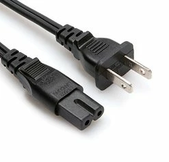 Hosa PWP461 8' IEC C7 Polarized To NEMA 5-15P Power Cord, 18 AWG